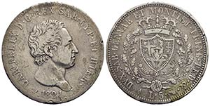 Carlo Felice (1821-1831) - 5 Lire - 1821 T - ... 