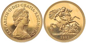 GRAN BRETAGNA. Elisabetta II. 5 Pounds 1981. ... 