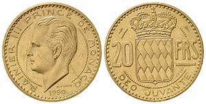 MONACO. Ranieri III (1949-2005). 20 Francs ... 