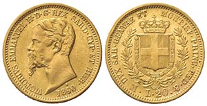 Vittorio Emanuele II (1849-1861). 20 Lire ... 
