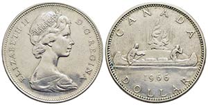 CANADA. Elisabetta II (1952). Dollaro - 1966 ... 