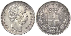 Umberto I (1878-1900). 5 Lire 1878. Ar ... 