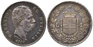 Umberto I (1878-1900). 1 Lira 1886 Roma. Ag. ... 