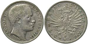 Vittorio Emanuele III (1900-1943). 2 lire ... 