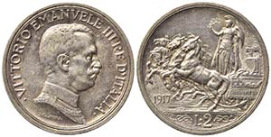 Vittorio Emanuele III (1900-1943). 2 lire ... 