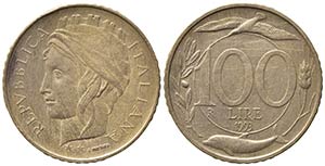 REPUBBLICA ITALIANA. 100 Lire 1993 Testa ... 