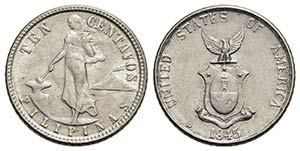 FILIPPINE. Repubblica. 10 Centavos - 1945 - ... 