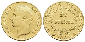 FRANCIA. Napoleone I (1804-1815). 20 Franchi ... 