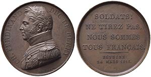 FRANCIA. Medaglia 1815 CH. FERDINAND DUC DE ... 