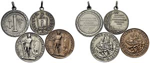 Medaglie - - - Lotto di 4 medaglie (3 Ag e 1 ... 