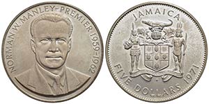 GIAMAICA. Elisabetta II (1952). 5 Dollari - ... 