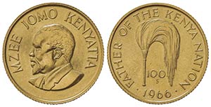 KENYA. 100 Shillings 1966. Au (21.5mm, ... 