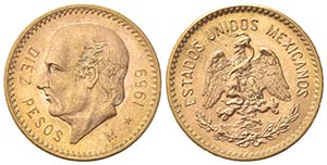 MESSICO. 10 Pesos 1959. Au (22mm, 8.43g). KM ... 
