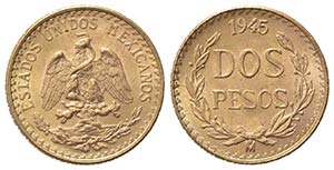 MESSICO. 2 Pesos 1945. Au (12.5mm, 1.70g). ... 