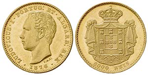 PORTUGAL. Luís I (1861-1889). 5000 Reis ... 