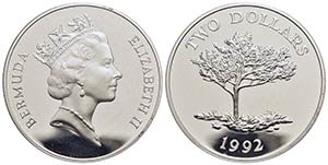 BERMUDA. Elisabetta II (1952). 2 Dollari - ... 