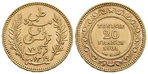 TUNISIA - Ali Bey (1882-1902) - 20 Franchi - ... 