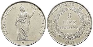 MILANO - Governo Provvisorio (1848) - 5 Lire ... 