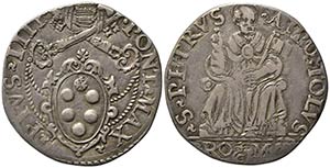 ROMA. Pio IV (1559-1565). Testone Ag (7,96 ... 