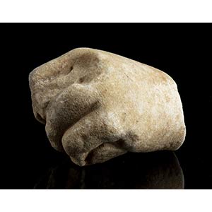 Roman marble hand holding a scepter (?); ca. ... 