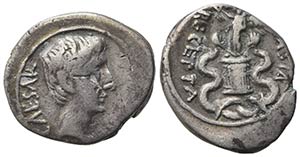 Augustus (27 BC-AD 14). AR Quinarius (15mm, ... 