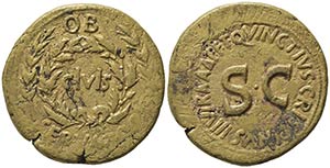 Augustus (27 BC-AD 14). Æ Sestertius ... 