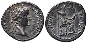 Tiberius (14-37). AR Denarius (19.5mm, ... 