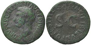 Drusus (Caesar, 19-23). Æ As (26.5mm, ... 