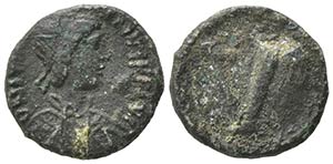 Justinian I (527-565). Æ 5 Nummi (15mm, ... 