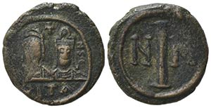 Justin II and Sophia (565-578). Æ 10 Nummi ... 