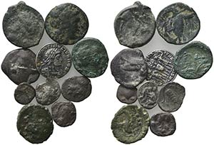 Lot of 10 Greek and Roman AR and Æ coins, ... 