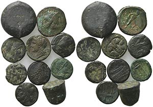 Lot of 10 Greek and Roman Æ coins, to be ... 