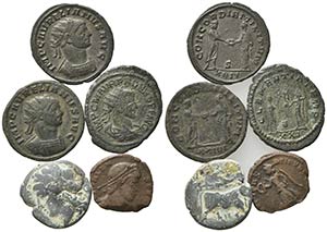 Lot of 5 Greek and Roman Æ coins, to be ... 
