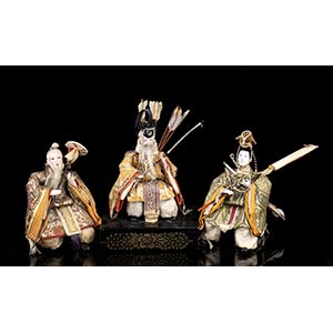 SEVEN WOOD AND SILK DOLLS Japan, ... 