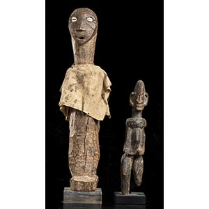 TWO WOOD AND FABRIC FIGURES Africa46 x 8 x 7 ... 
