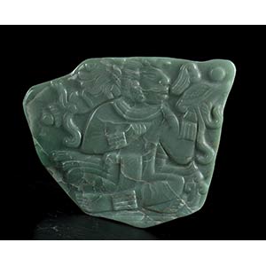 A GREEN JADE PLAQUE Pre-columbian style17 x ... 