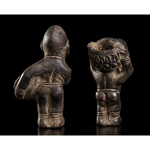 TWO POTTERY SCULPTURES Africa21 x ... 