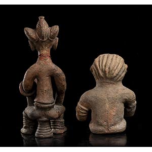 TWO POTTERY FIGURES Africa43 x 16 ... 