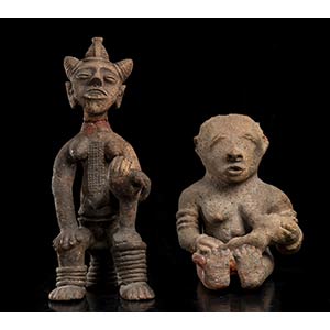 TWO POTTERY FIGURES Africa43 x 16 x 18 cm ... 