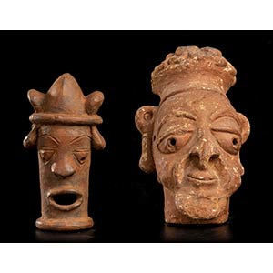 TWO POTTERY HEADS Africa, Nok style25 x 17 x ... 