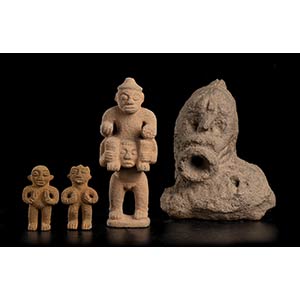 FOUR POTTERY FIGURES Pre-columbian style and ... 