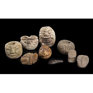 NINE POTTERY AND STONE ITEMS Pre-columbian ... 