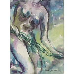 TWO WATERCOLORS WITH FEMALE NUDES ... 