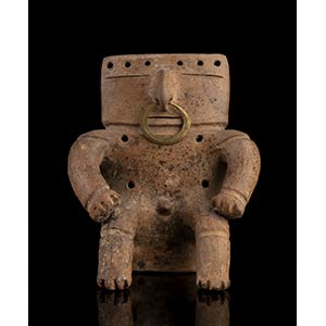 A POTTERY FIGURE WITH GOLD RING Colombia, ... 
