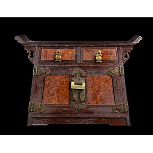 A SMALL WOOD AND METAL CABINET China, 20th ... 