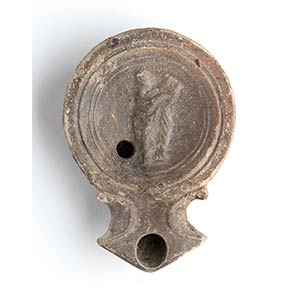 Roman Oil Lamp  with figure playing Lyre; ... 