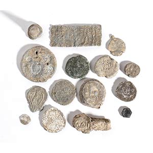Group of 15 Byzantine bronze and lead ... 