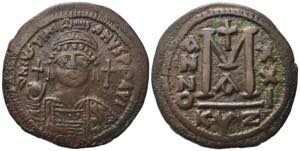 Justinian I (527-565). Æ 40 Nummi (37mm, ... 