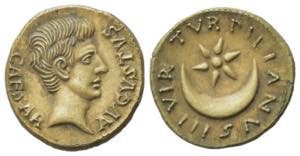Augustus (27 BC-AD 14). Gilt metal Replica ... 
