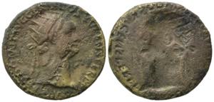 Domitian (81-96). Brockage Æ Dupondius ... 
